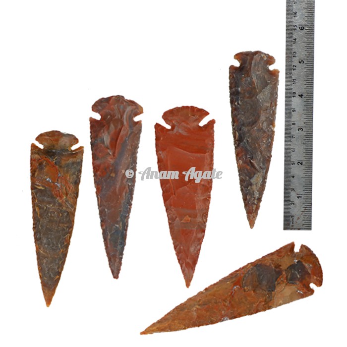 Armory Replicas Set Of 5 Flint Agate Arrowheads – 3 Inch – Medieval Mosaic Style For Crafts