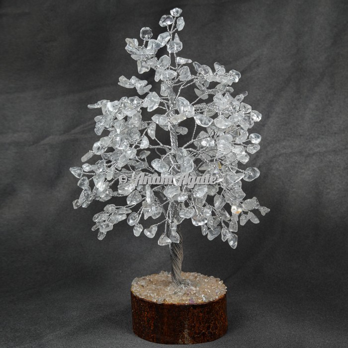 Crystal Quartz 300 Chips Silver Wire Tree
