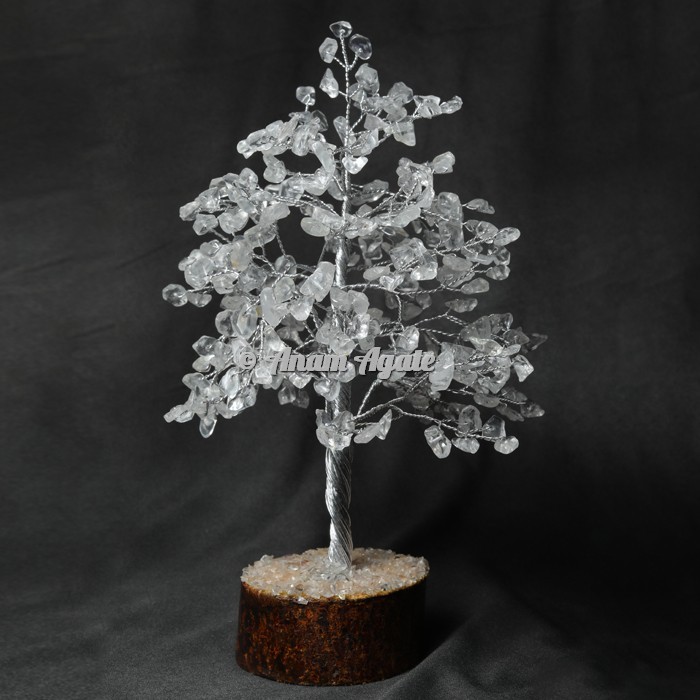 Crystal Quartz 300 Chips Silver Wire Tree