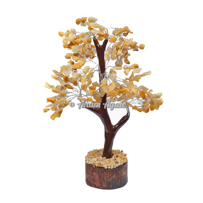 Golden Quartz Mseal 300 Chips Silver Wire Tree