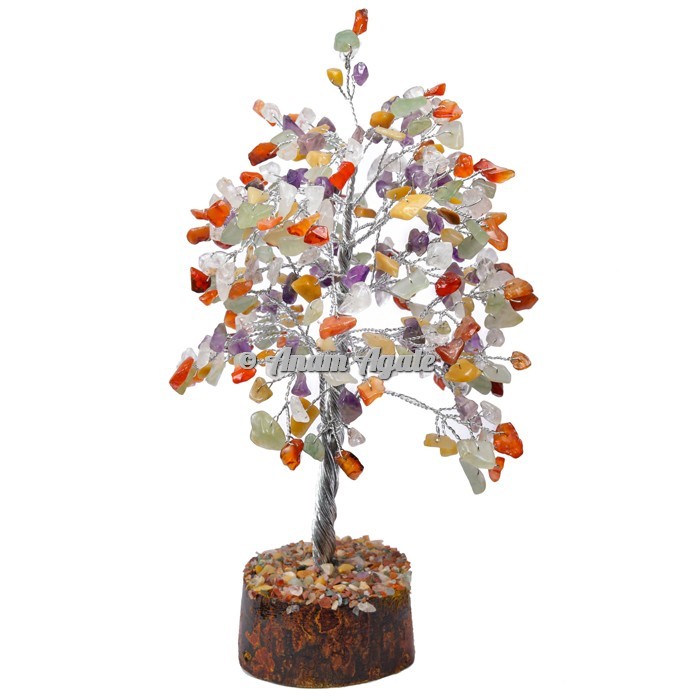 Multi Stone 300 Chips Silver Wire Tree