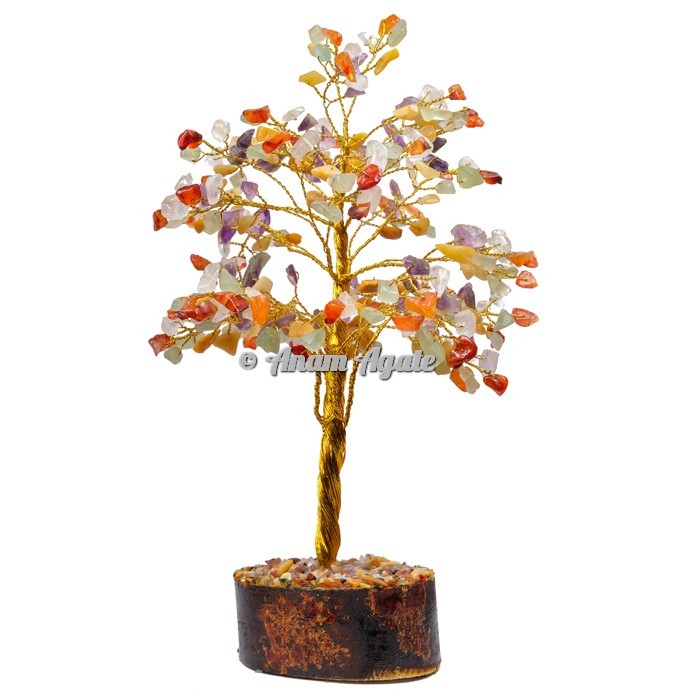 Multi Stone Chips 300 Chips Golden Wire Tree