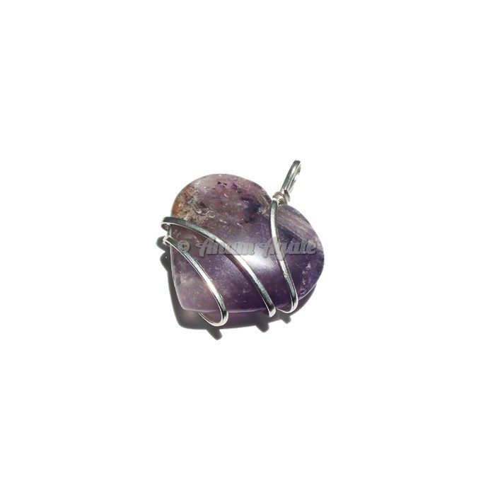 Amethyst Wire Wrapped Heart Pendant