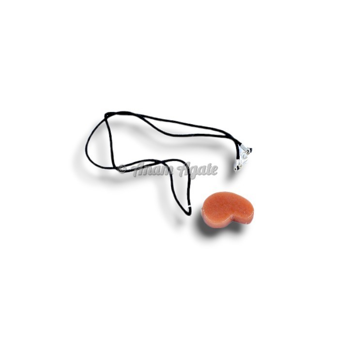 Peach Aventurine Custom Shaped Healing Pendant with Leather Cord