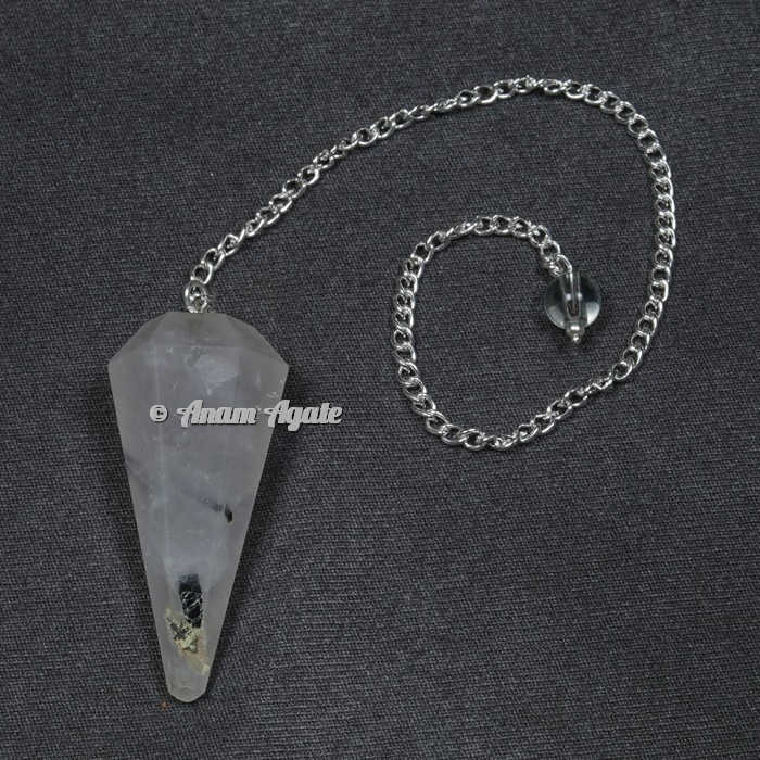 Black Rutile 6 Faceted Pendulums