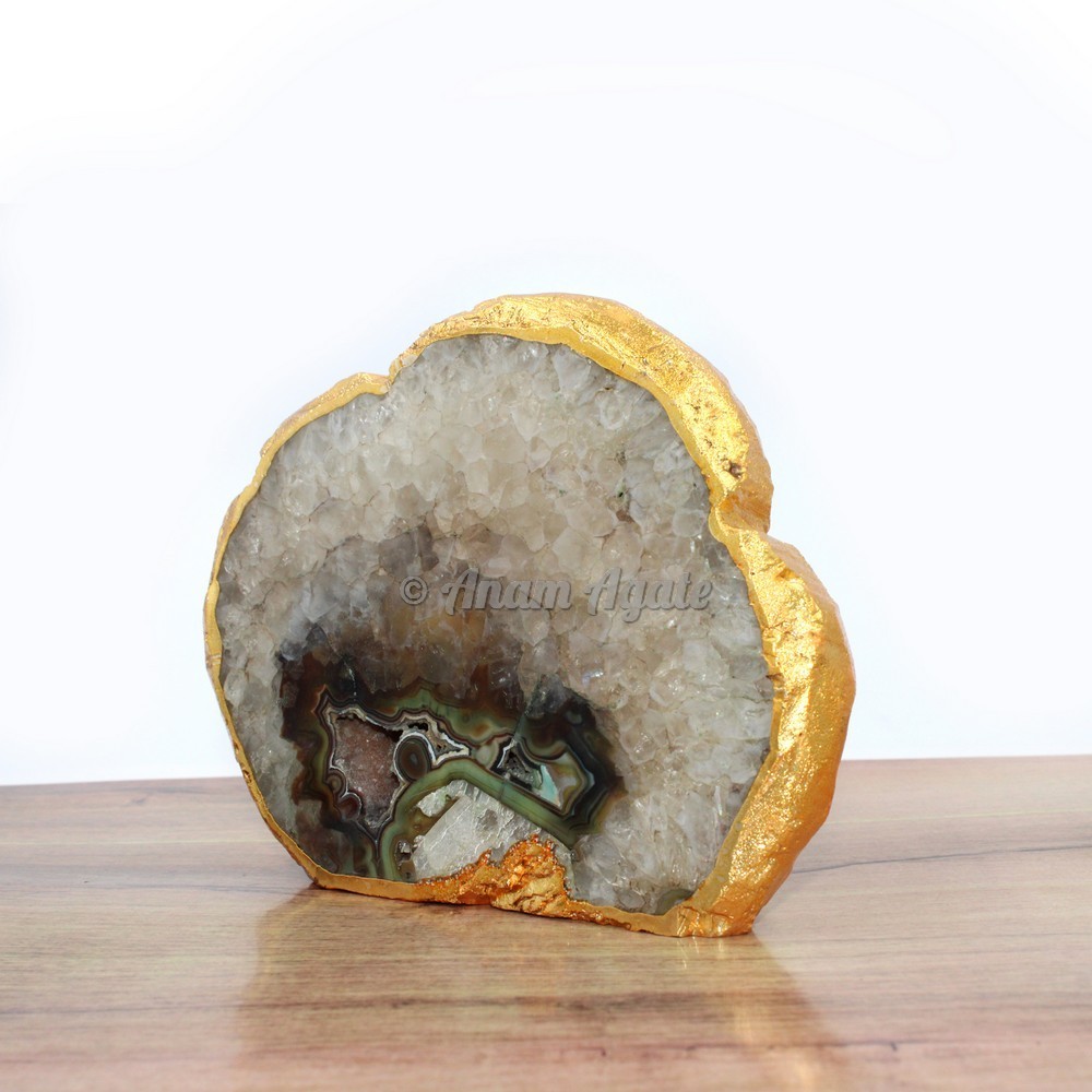 Natural Black Oynx Gold Electroplated Coasters