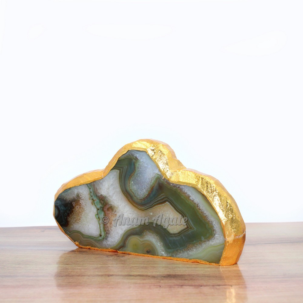 Natural Green Oynx Cloud Shaped Electroplated Coasters