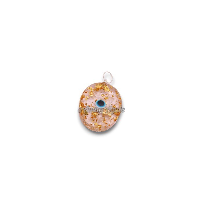 Orgone with Evil Eye and Rose Quartz Pendants