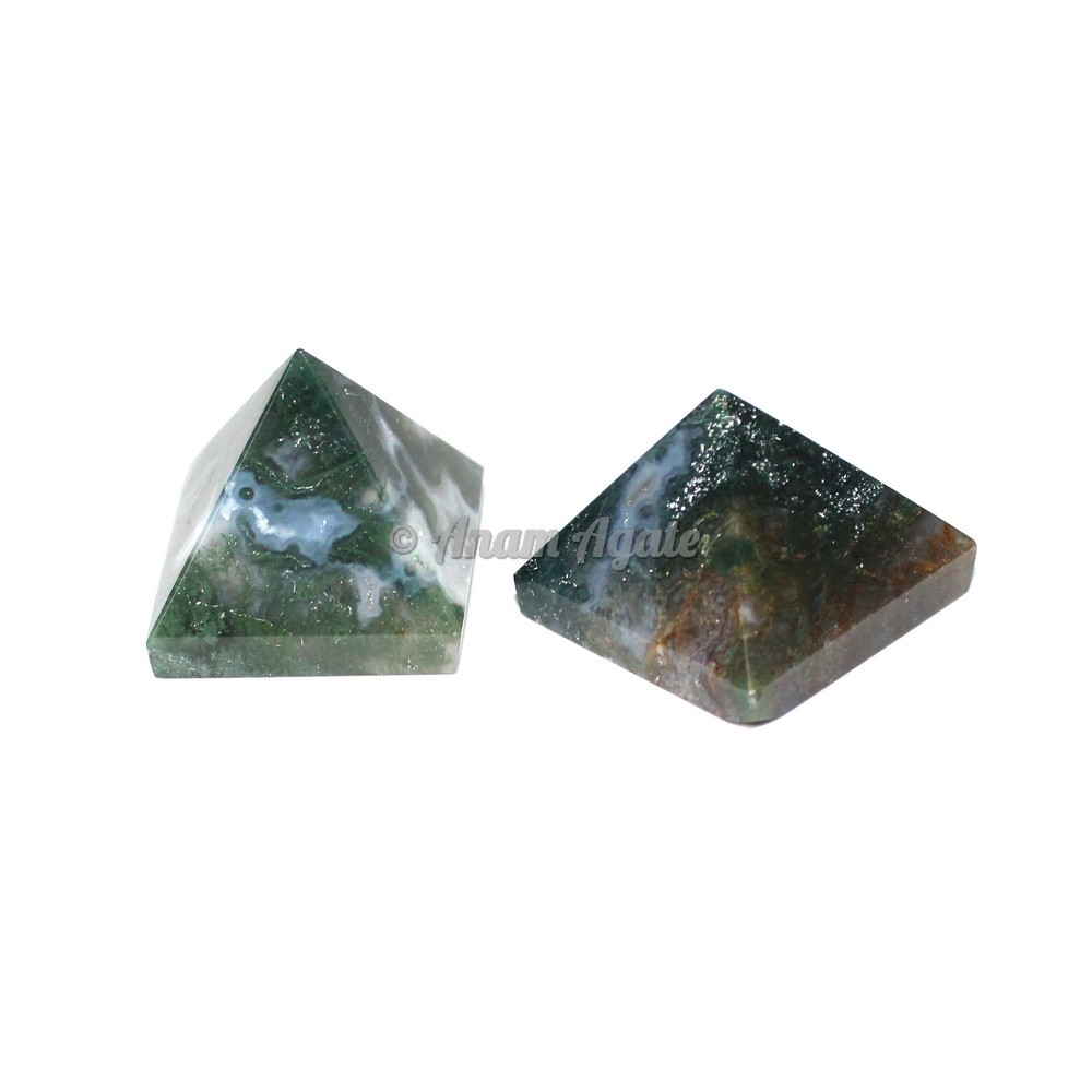 Moss Agate Gemstone Pyramid