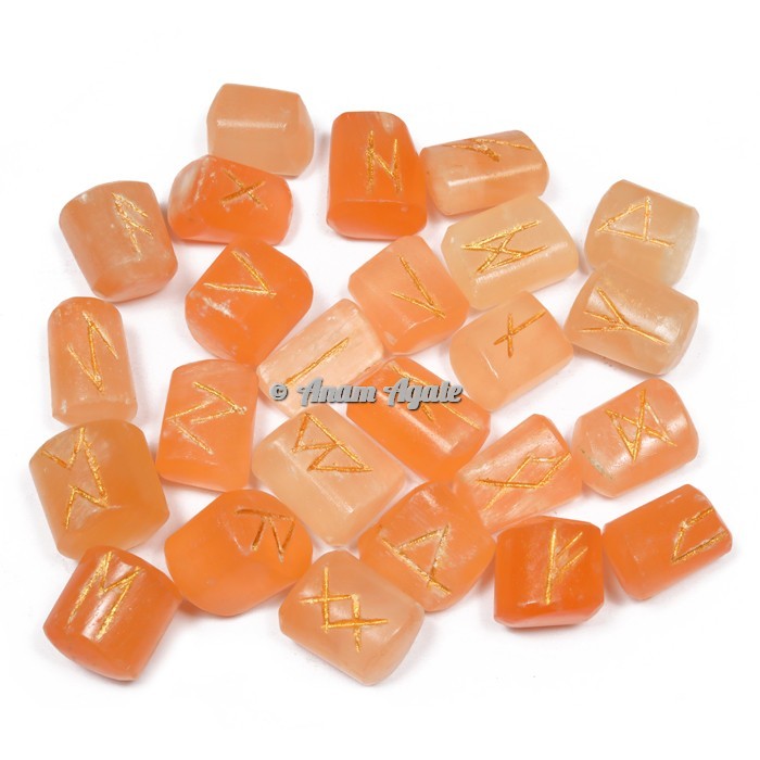 Orange Selenite Rune Set