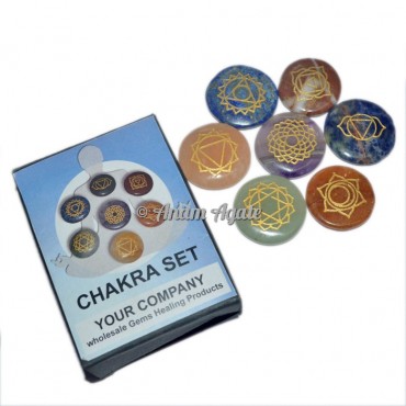 Engraved Chakra Disc set with Printed Box