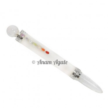 Crystal Quartz With Faceted Chakra Healing Wands