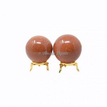 Brown Goldstone Ball Sphere with Stand