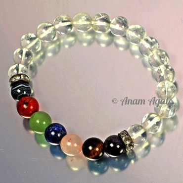 Crystal Quartz with Chakra Beads Bracelets