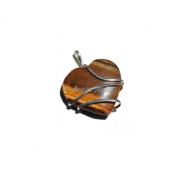Tiger Eye  Wire Wrapped Heart Pendant