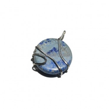 Lapis Lazuli Wire Wrapped Round Pendant