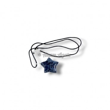 Sodalite Star Shaped with Leather Cord Healing Pendant