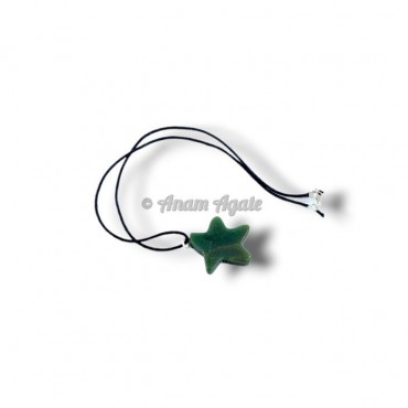 Green Aventurine Star Shaped Healing Pendant with Leather Cord