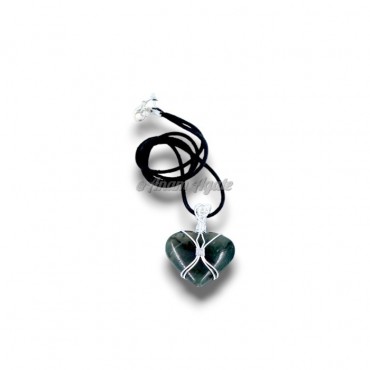 Green Color Heart Shaped Labradorite Wire Wrap Healing Crystal Pendant