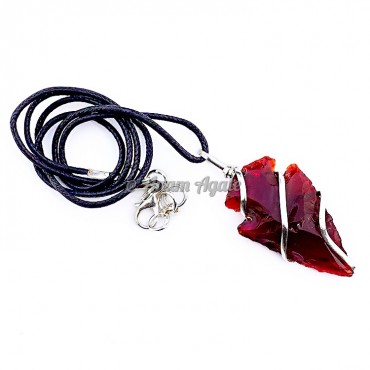 Red Glass Arrowhead Wire Wrapped Pendant