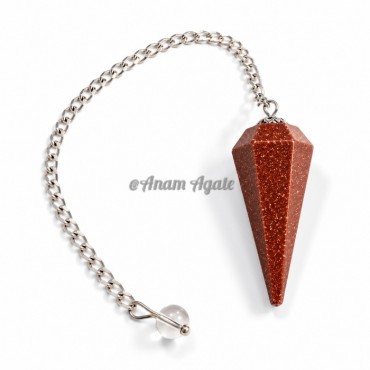Goldstone 6 Faceted Silver Chain Pendulums
