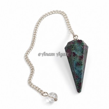Ruby Kynaite 6 Faceted Silver Chain Pendulums