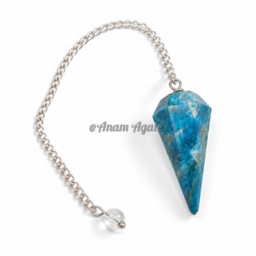Apatite 6 Faceted  Silver Chain Pendulums