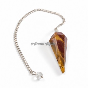Mookaite 6 Faceted Silver Chain Pendulums
