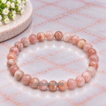 Peach Moonstone 6 MM Beads Bracelets