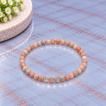 Peach Moonstone 4 MM Gemstone Bracelets