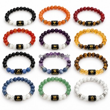 Zodiac Sign 12 Pieces Set AAA Quality 8 MM Gemstone Bracelets