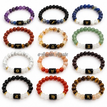 Zodiac Sign AA Quality 12 Pieces Set 8 MM Gemstone Bracelets