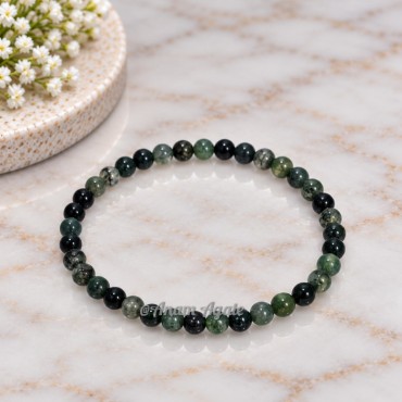 Moss Agate 4 MM Beads Bracelets