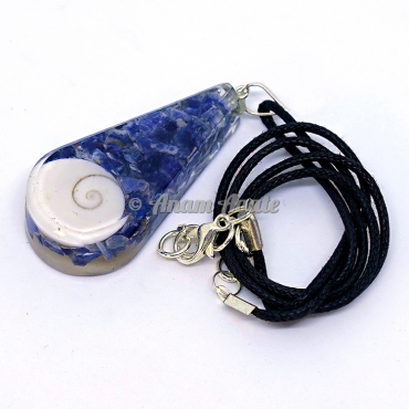 Lapis Lazuli with Shell Orgonite Drop Pendant EMF Protection