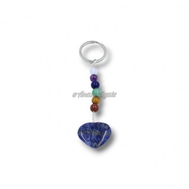 Sodalite Heart Shape with Crystal Beads Keychains Charms
