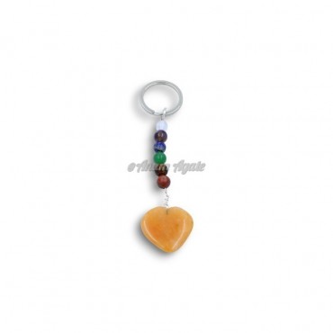 Golden Quartz Heart Shape with Crystal Beads Keychains Charms