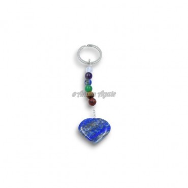 Lapis Lazuli Heart Shape with Crystal Beads Keychains Charms