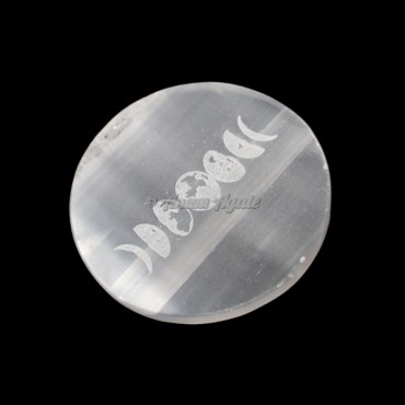 Selenite Moon Phases Engraved Charging Plate